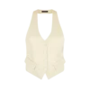 Gilet con apertura posteriore in twill di seta e lana Gilet con apertura posteriore in twill di seta e lana