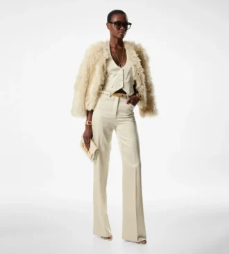 Gilet con apertura posteriore in twill di seta e lana