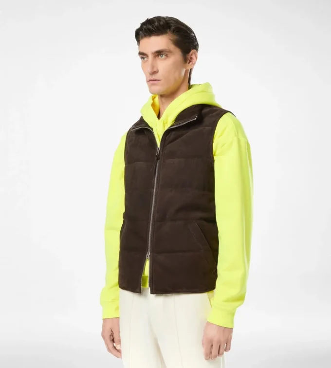 Gilet leggero in pelle scamosciata