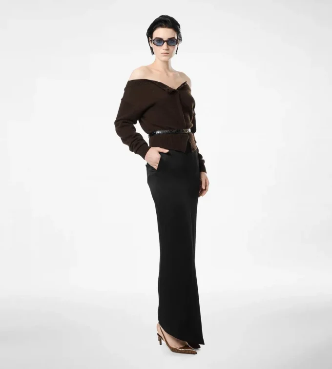 Cardigan corto in morbido cashmere con scollo aperto