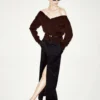 Cardigan corto in morbido cashmere con scollo aperto
