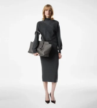 Gonna sotto il ginocchio in cashmere e cotone