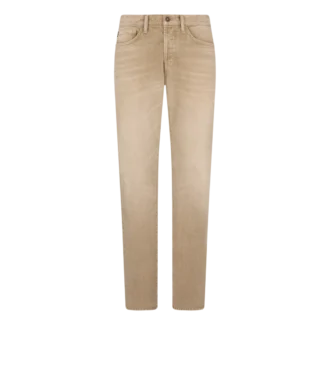 Jeans dritti in cotone sabbia lavato