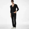 Jeans neri elasticizzati a taglio dritto