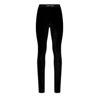Leggings elasticizzati in velluto Signature