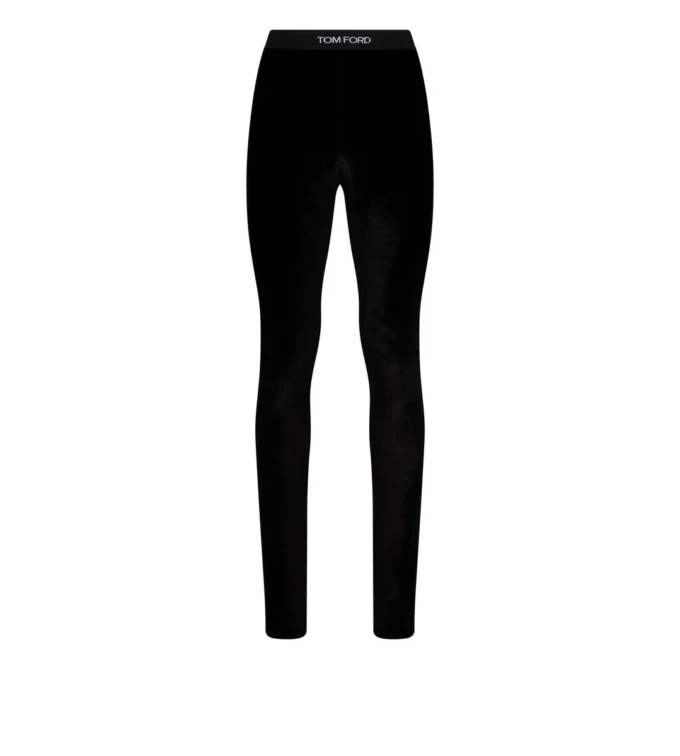 Leggings elasticizzati in velluto Signature