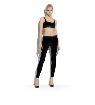 Leggings elasticizzati in velluto Signature