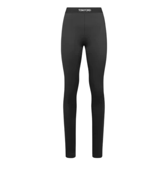 Leggings in jersey lucido con logo Leggings in jersey lucido con logo