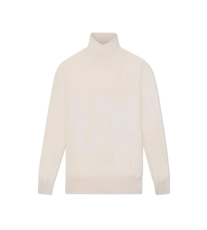 Maglia a collo alto in cashmere e seta a maglia fine