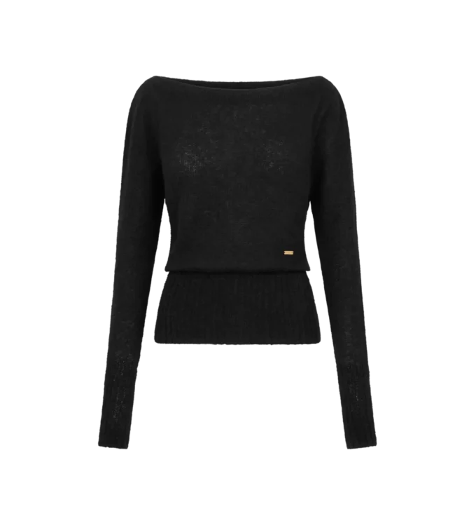 Maglia a maniche lunghe con scollo a barchetta e placca metallica Tom Ford
