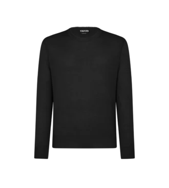Maglia girocollo in alpaca e seta senza cuciture