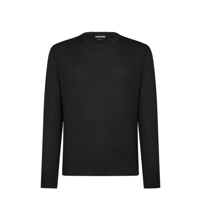 Maglia girocollo in alpaca e seta senza cuciture