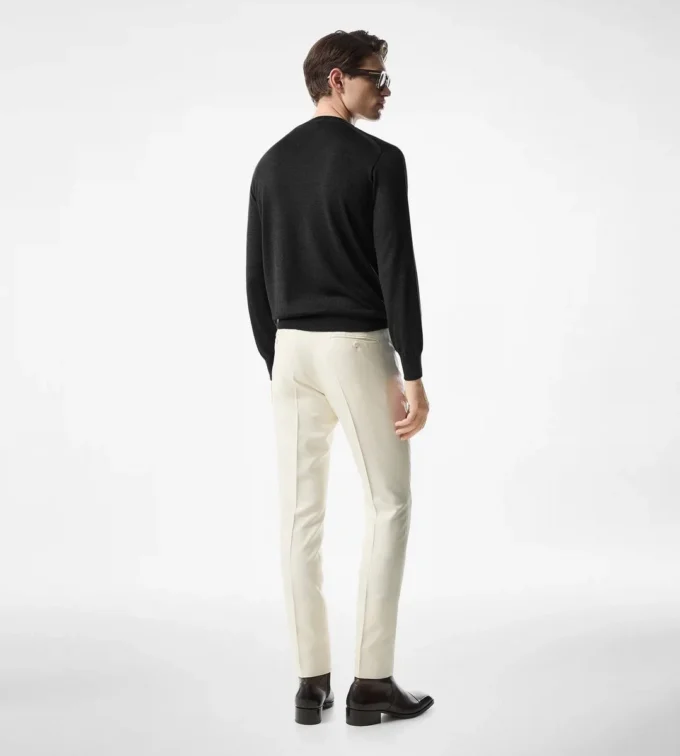 Maglia girocollo in alpaca e seta senza cuciture