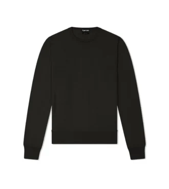 Maglia girocollo in cashmere e seta a maglia fine