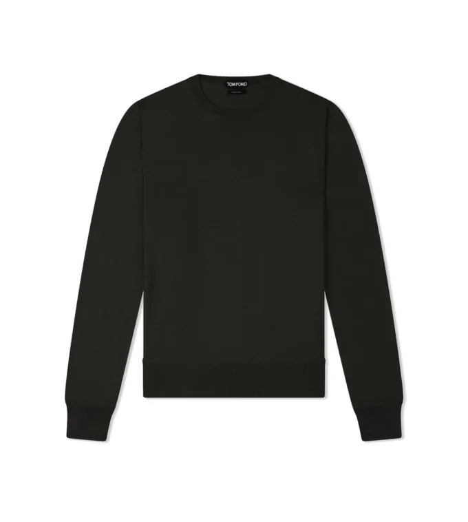 Maglia girocollo in cashmere e seta a maglia fine