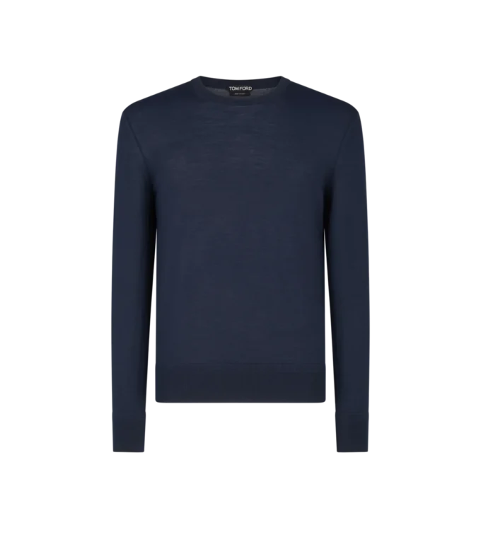 Maglia girocollo in pura lana a maglia fine