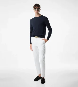 Maglia girocollo in pura lana a maglia fine