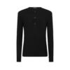 Maglia Henley in cotone elasticizzato a costine