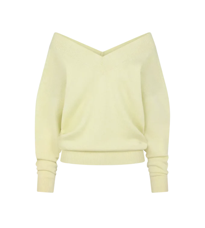 Maglia in cashmere con scollo a V e spalle scoperte