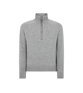 Maglia in cashmere e lana d’agnello con mezza zip