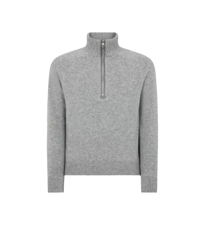 Maglia in cashmere e lana d’agnello con mezza zip