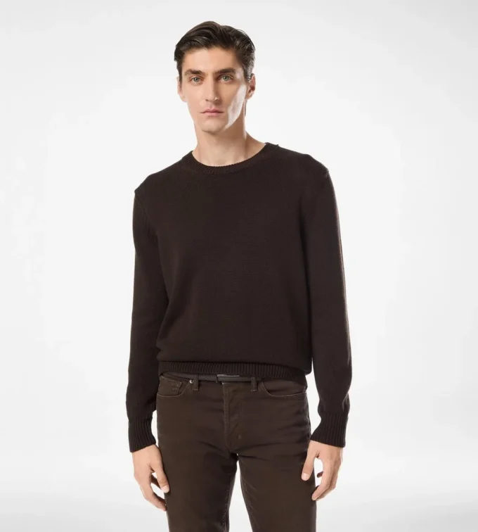 Maglia leggera in misto cotone con collo a giro