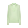 Maglia oversize in cashmere e seta ultrasoft con collo polo aperto