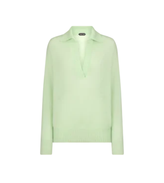 Maglia oversize in cashmere e seta ultrasoft con collo polo aperto