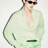 Maglia oversize in cashmere e seta ultrasoft con collo polo aperto