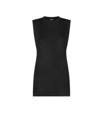 Maglia senza maniche con scollo rotondo e spacchi laterali