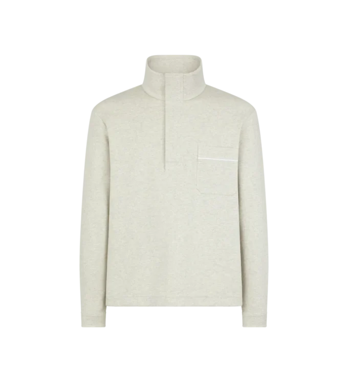 Maglione in cotone, seta e cashmere con mezzo bottone