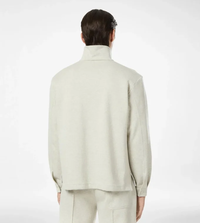Maglione in cotone, seta e cashmere con mezzo bottone