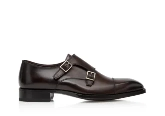 Monk Strap Elkan in pelle brunita