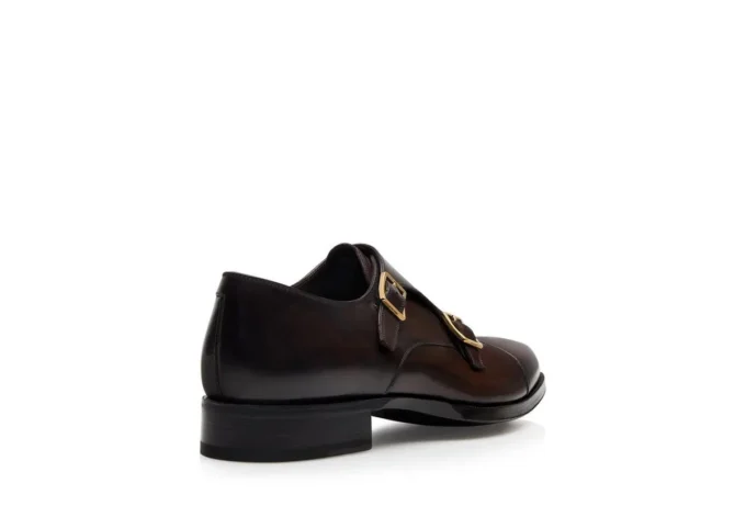 Monk Strap Elkan in pelle brunita