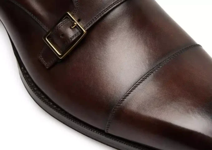 Monk Strap Elkan in pelle brunita