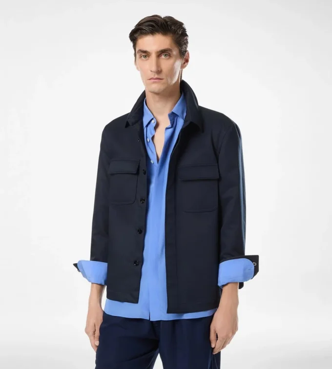 Overshirt in twill di cotone doppio divisibile