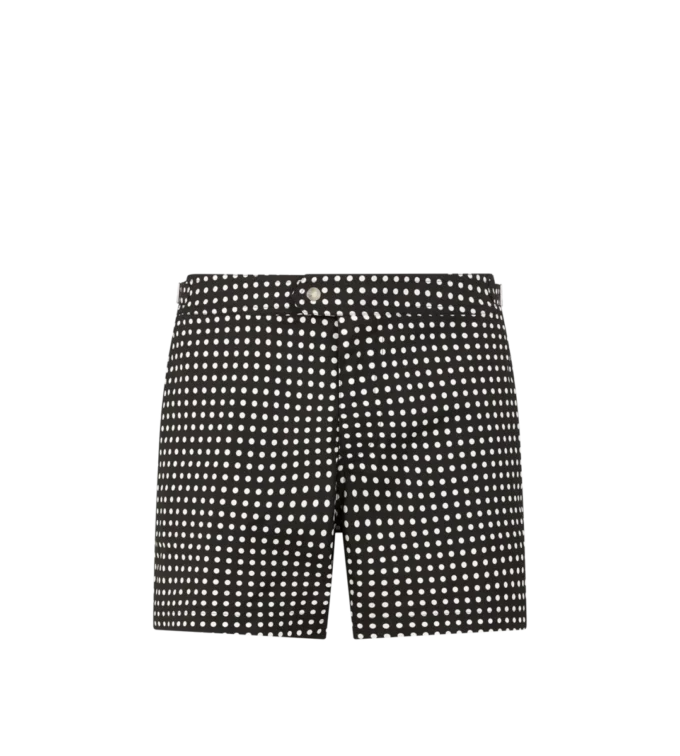 Pantaloncini da bagno in nylon con stampa a pois medi
