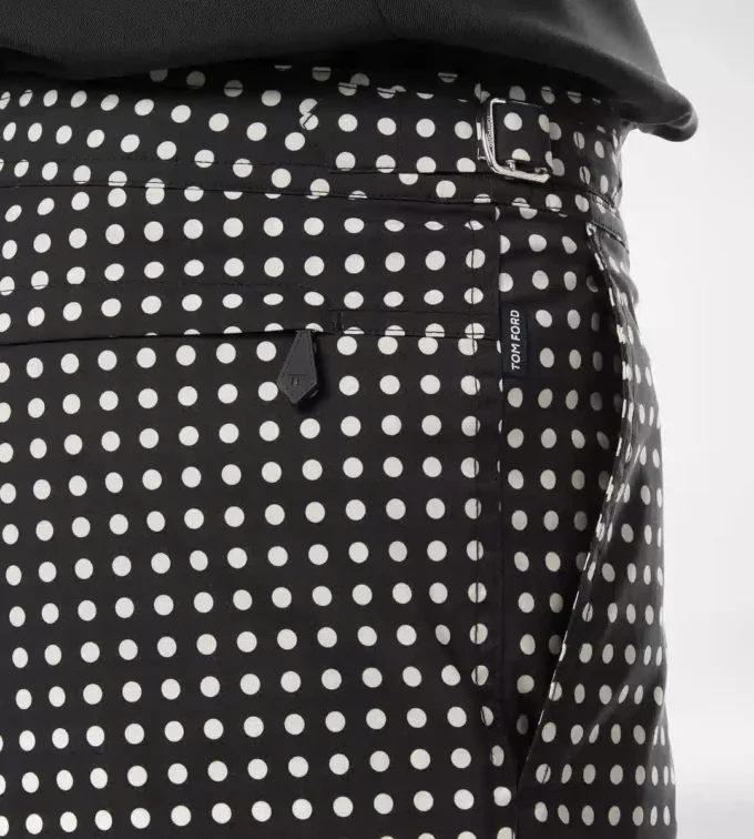 Pantaloncini da bagno in nylon con stampa a pois medi