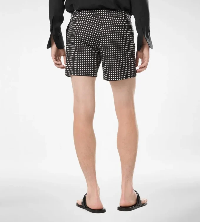 Pantaloncini da bagno in nylon con stampa a pois medi