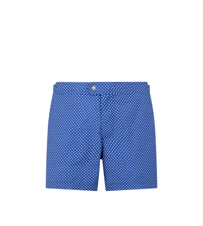 Pantaloncini da bagno in nylon con stampa a pois piccoli