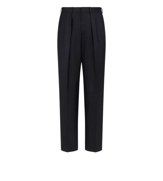 Pantaloni a doppia piega con sottili righe