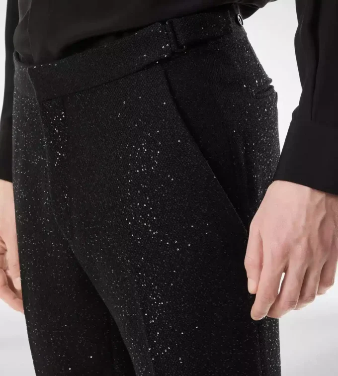 Pantaloni bouclé leggeri con paillettes