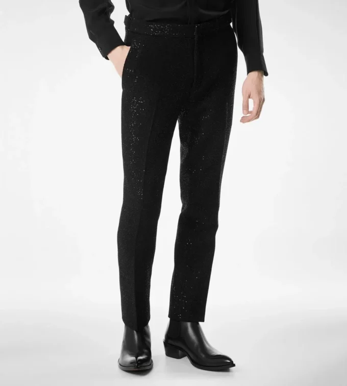 Pantaloni bouclé leggeri con paillettes