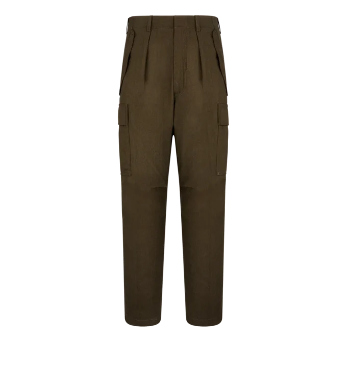 Pantaloni cargo in lana, cashmere e seta