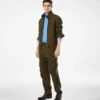 Pantaloni cargo in lana, cashmere e seta