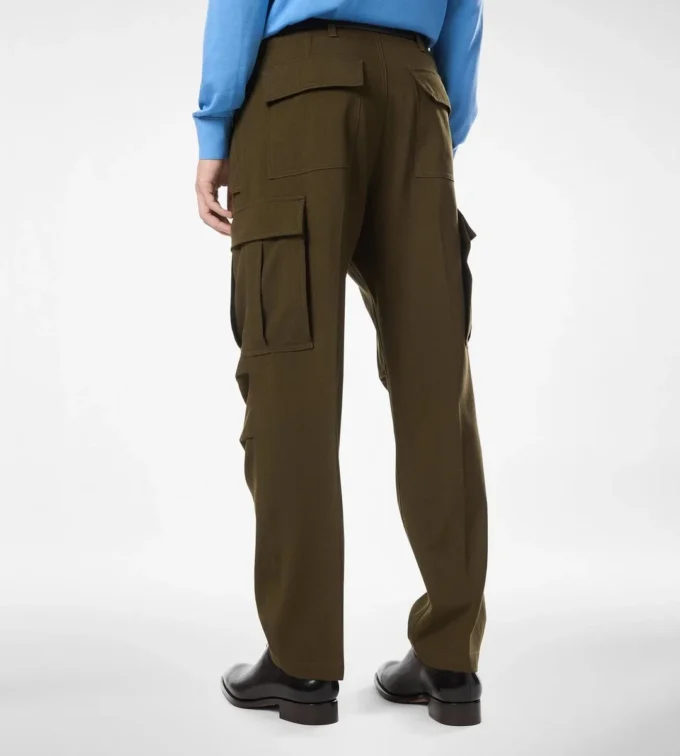 Pantaloni cargo in lana, cashmere e seta