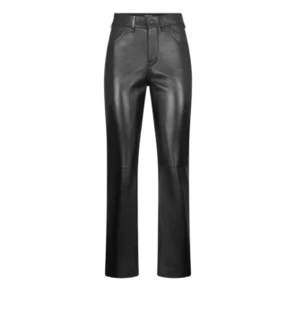 Pantaloni cinque tasche in pelle nappa con logo Tf impresso
