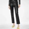 Pantaloni cinque tasche in pelle nappa con logo Tf impresso