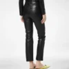 Pantaloni cinque tasche in pelle nappa con logo Tf impresso