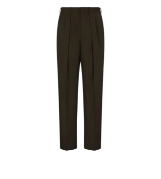 Pantaloni con doppia piega in lana, cashmere e seta